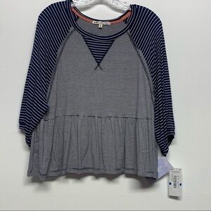 Jolt Size XL Navy Blue/White Striped Long Sleeve Top NWT NEW